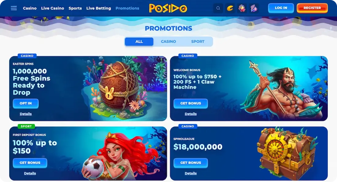 posido casino bonus all